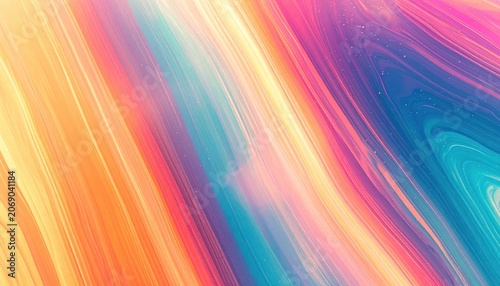 Abstract swirling pattern of vibrant, flowing colors including orange, yellow, pink, purple, and blue.