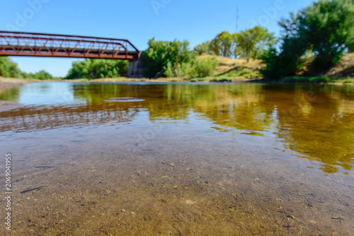 Bridge on Salado River or Chadileuvu River, La Reforma city, La Pampa Province, Argentina