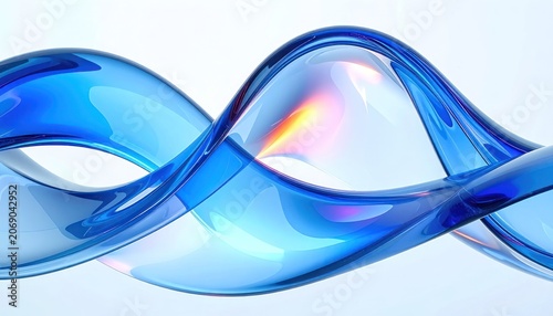 An abstract blue liquid wave with colorful reflections.