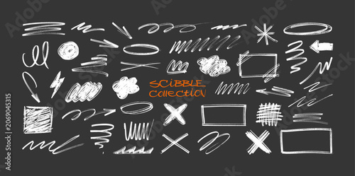 Bild auf Leinwand Chalk scribble doodle marks collection, High level of detail