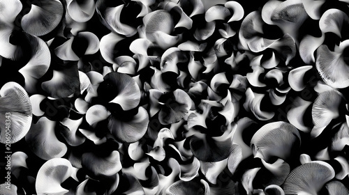 Monochrome pattern with repeating simple abstract forms 