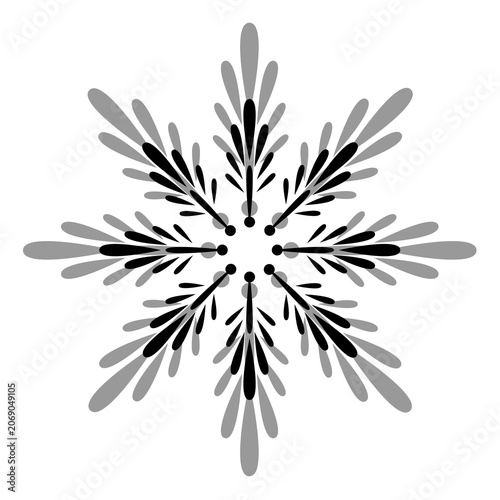Vector image of a flower, black, white, gray, natural, imaginative, fantasy flower shapes, brightness and splendor, saturation and tenderness, on a white background