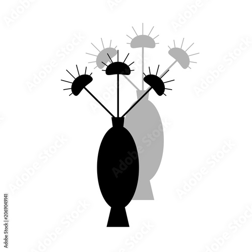 Vector image of a flower, black, white, gray, natural, imaginative, fantasy flower shapes, brightness and splendor, saturation and tenderness, on a white background