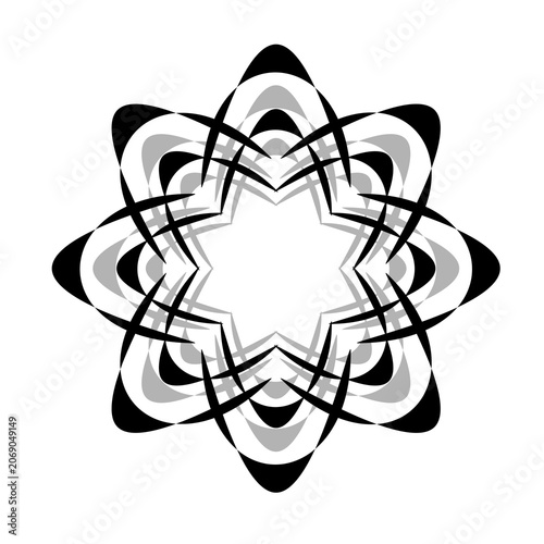 Vector image of a flower, black, white, gray, natural, imaginative, fantasy flower shapes, brightness and splendor, saturation and tenderness, on a white background