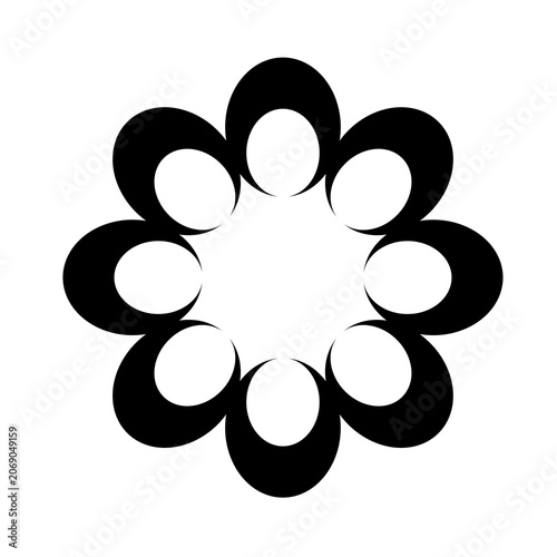 Vector image of a flower, black, white, gray, natural, imaginative, fantasy flower shapes, brightness and splendor, saturation and tenderness, on a white background