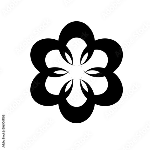 Vector image of a flower, black, white, gray, natural, imaginative, fantasy flower shapes, brightness and splendor, saturation and tenderness, on a white background
