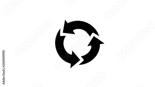 Foto Three black arrows forming a circular refresh symbol, isolated on transparent ba