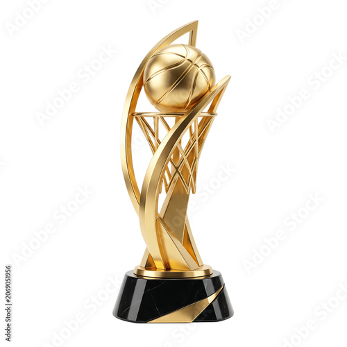 Golden Basketball Award Isolated Transparent Background
