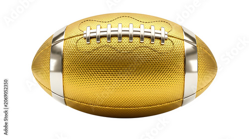 Luxury golden american football with detailed textured surface football american metallic precious expensive achievement treasure