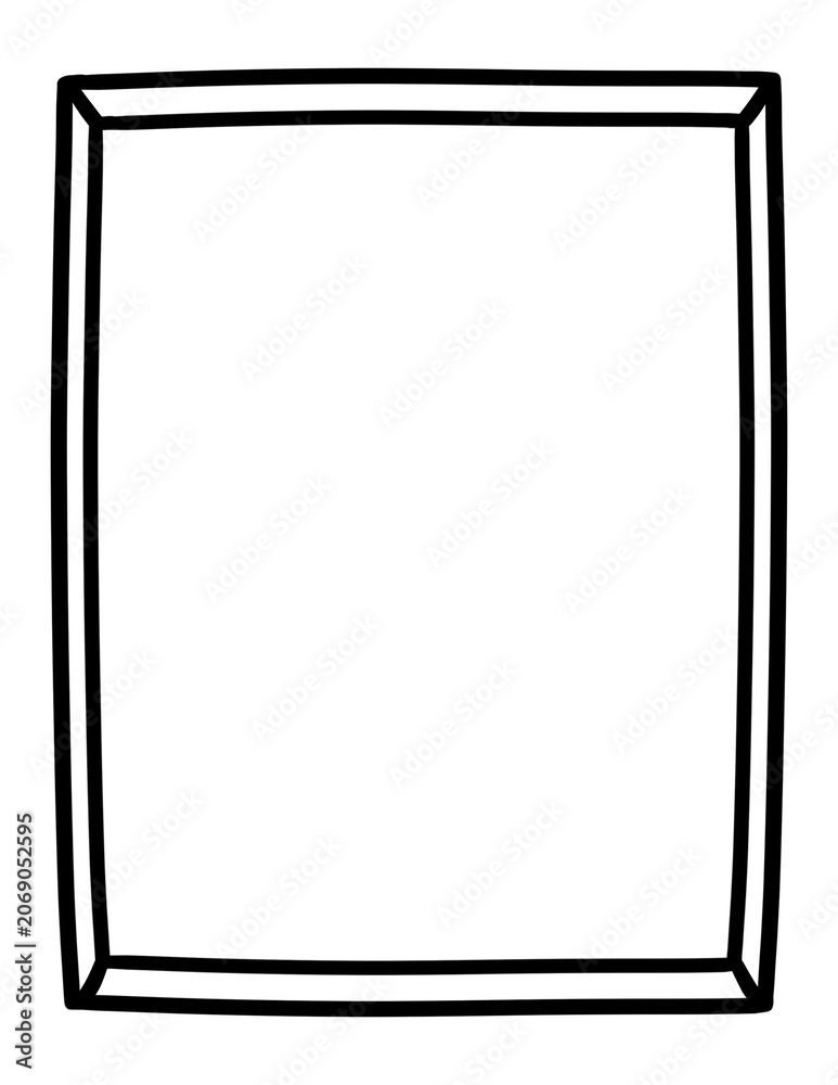 Fototapeta premium Simple blank rectangular frame clipart with clean black outline, hand drawn doodle label border isolated on transparent background. Perfect for worksheets, classroom printables, flashcards