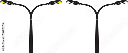 Modern LED Street Light Pole Silhouette Vector .