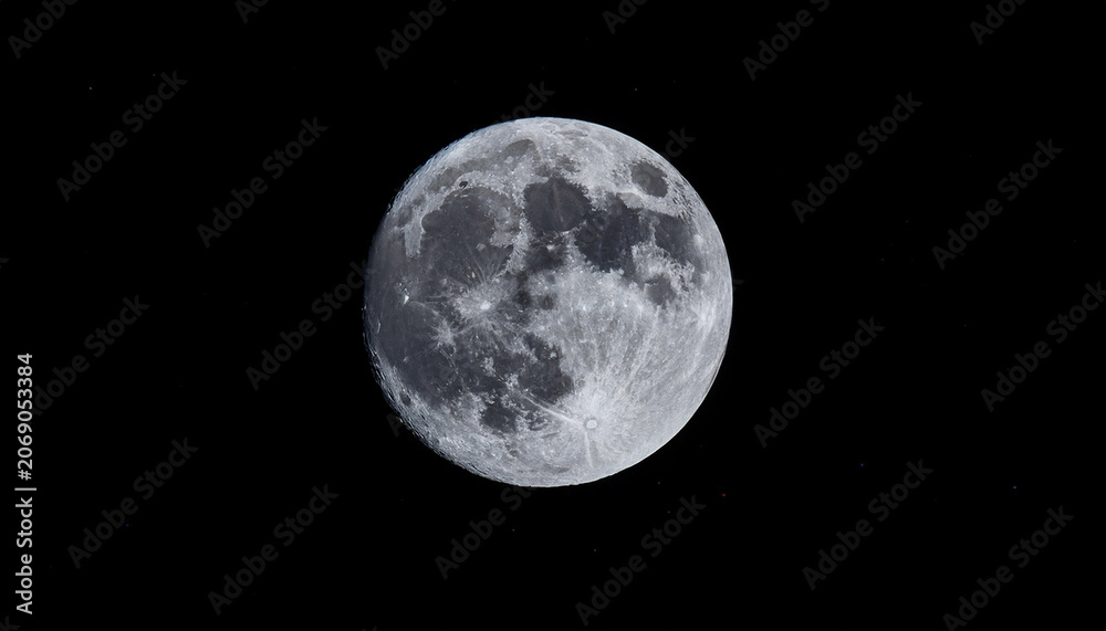 Obraz premium Full Moon In The Night Dark Sky Full Moon Whit The Visible Surface Crater In The Black Dark Night Background