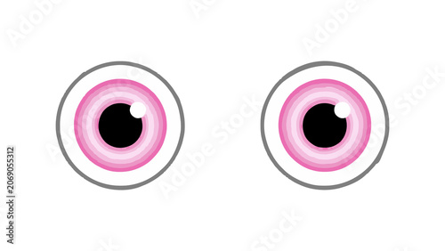 Big Funny Cartoon Eyes with Pink and Black Iris 3D Emoji Illustration.