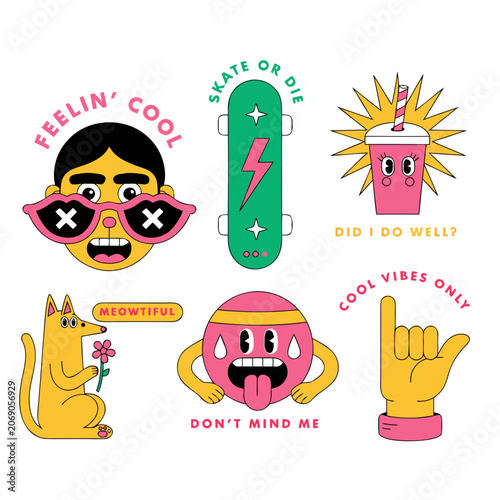set of funny cartoon monsters