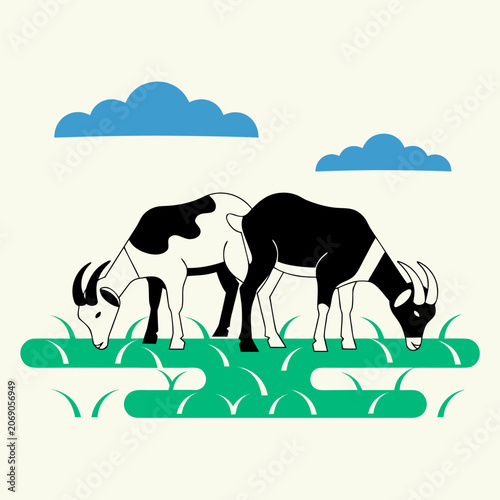 vector illustration of horses