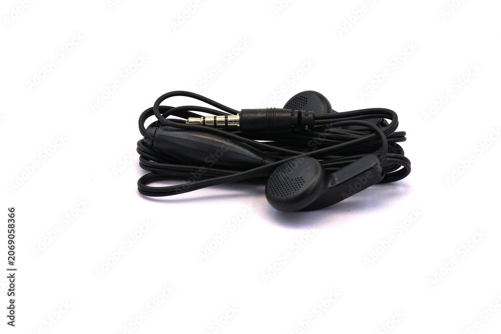 Fototapeta premium Headset Earphones with Mic Kit on white background