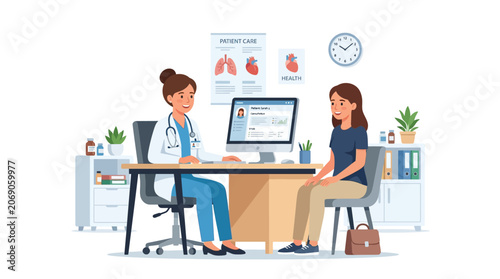 Doctor consulting patient in medical office