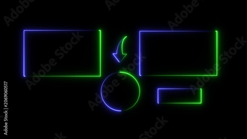 Subscribe button and outro for gaming and video channels Youtube End screen animation. neon glowing end screen - 4k black background icon animation with Glitch Effect