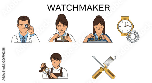фотографія Watchmaker at work with tools.
