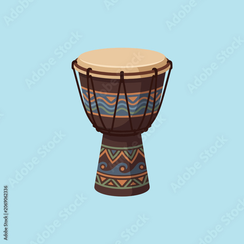 Traditional African djembe drum with tribal patterns