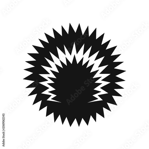Abstract Black and White Spiky Circular Design Artwork