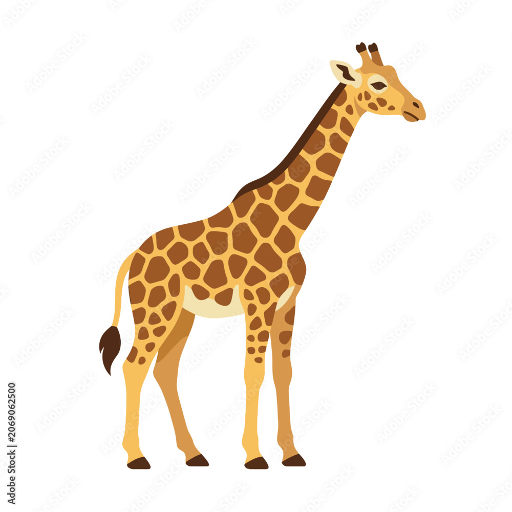 Fototapeta premium A Graceful Giraffe Stands Tall Against a Clean White Background