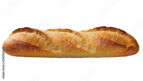 Canvas Print Golden brown crusty baguette bread, isolated on transparent background