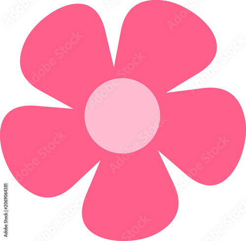 Pink colorful flower icon isolated PNG illustration