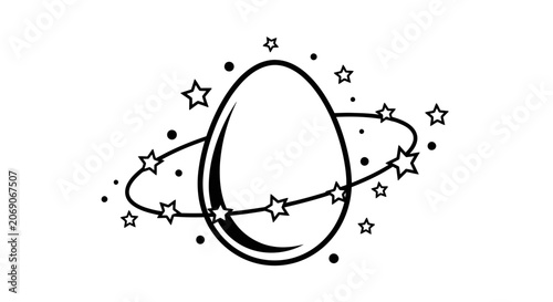 Foto Abstract Egg Planet Illustration with Stars
