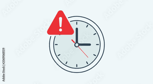 Partial minimalist flat illustration of a red warning triangle with an