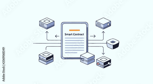 Partial minimalist flat illustration of interconnected abstract data s