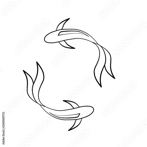Minimalist Circular Koi Fish Line Art