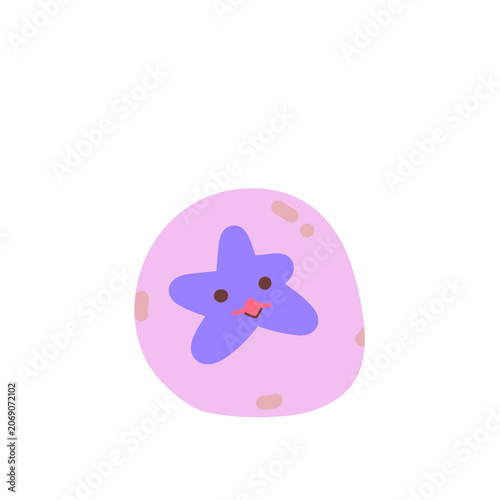 Cute blueberry character with smiling face and soft purple colors, playful fruit cartoon illustration.