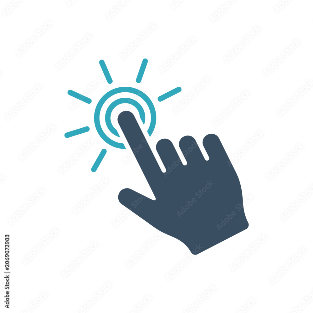 Fototapeta premium A fingertip presses a glowing icon, signaling interactive delight