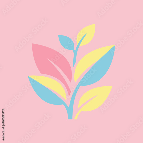 This pastel leaf illustration sits on a soft pink background canvas