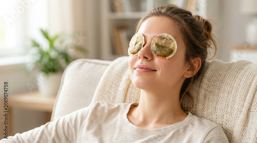 Relaxing Woman Enjoying Herbal Compress Treatment