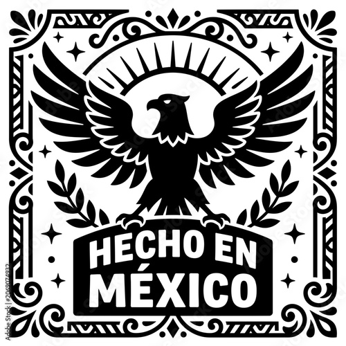 Hecho En Mexico Eagle Frame Vector