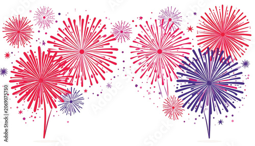 Colorful Fireworks Explosions in Air.
