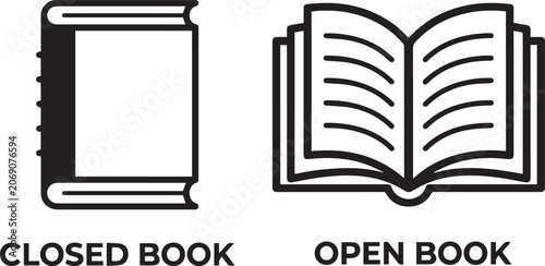 Closed and Open Book Icons Vector Set - Education Reading Library Book Symbol Collection .