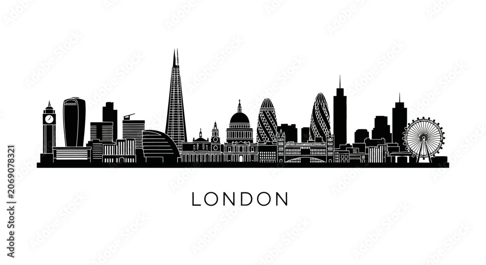 Obraz premium London Cityscape Silhouette Vector Illustration