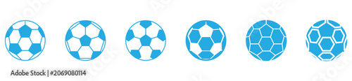 Collection of Blue Football Symbols in Different Geometric Styles, Isolated Vector Icons for Sports Graphics
