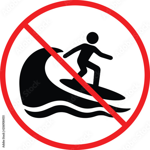 No Surfing Restriction Sign Icon
