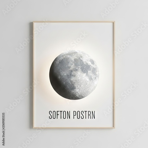 Minimalist Moon Art Print with Softon Postrn Text.