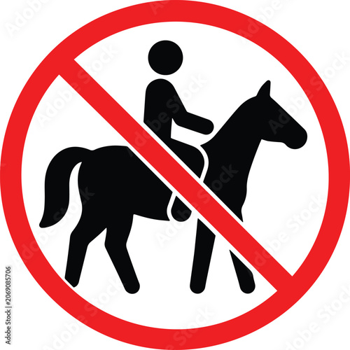 No Horse Riding Restriction Sign Icon