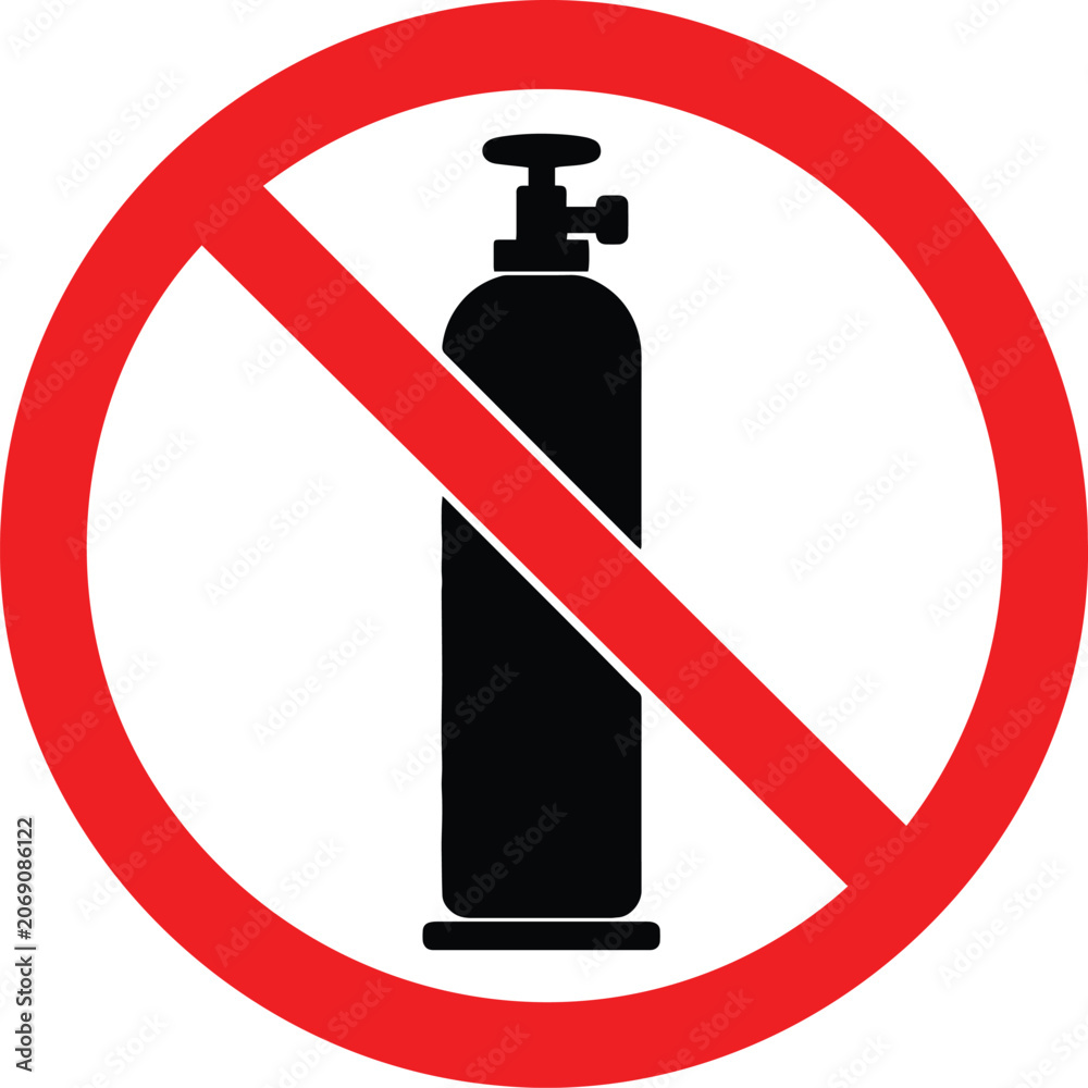 Obraz premium No Compressed Gas Cylinders Restriction Sign Icon