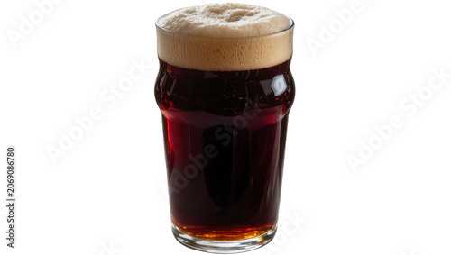Bild auf Leinwand Isolated dark stout beer in a classic Nonic pint glass with creamy frothy head