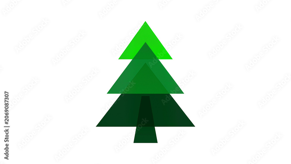 Obraz premium Isolated abstract green geometric pine tree made of triangles, modern forest design element.