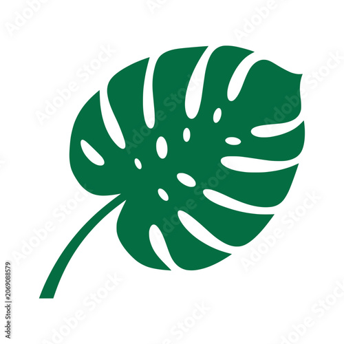 Tropical monstera deliciosa leaf logo icon representing nature and indoor gardening