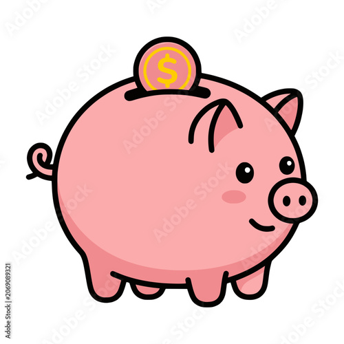 Simple cartoon thrift box illustration for teaching kids about allowance pocket money