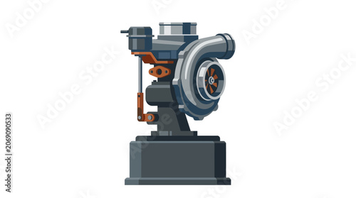Bild auf Leinwand Flat vector illustration of a car engine turbocharger